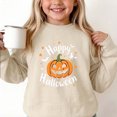 thumbnail image 2 of YUANxueke Boys & Girls Fleece Sweatshirt, Long Sleeve Cute Pumpkin Print Oversized Shirt, Casual Crewneck Loose Fit Pullover, 2 of 6