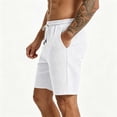 thumbnail image 3 of Mens Athletic Shorts 9 Inch Men's Jacquard Casual Shorts with Pocket, Drawstring Elastic Waist Loose Shorts, Summer Casual Versatile Shorts Daily White L, 3 of 9