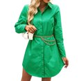 thumbnail image 3 of Mini vestido camisero Nikou para mujer, vestido tipo blusa con Botones, manga larga, 3 of 7