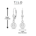 thumbnail image 2 of Tilo Jewelry 14K White Gold Polished Ball Drop Dangle Earrings with Secure Leaver-Backs | 6mm | Everyday Earrings for Women & Unisex, 2 of 6