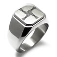 thumbnail image 1 of Stainless Steel Celtic Saint Brigid Cross Engraved Square Flat Top Biker Style Polished Signet Ring, 1 of 1