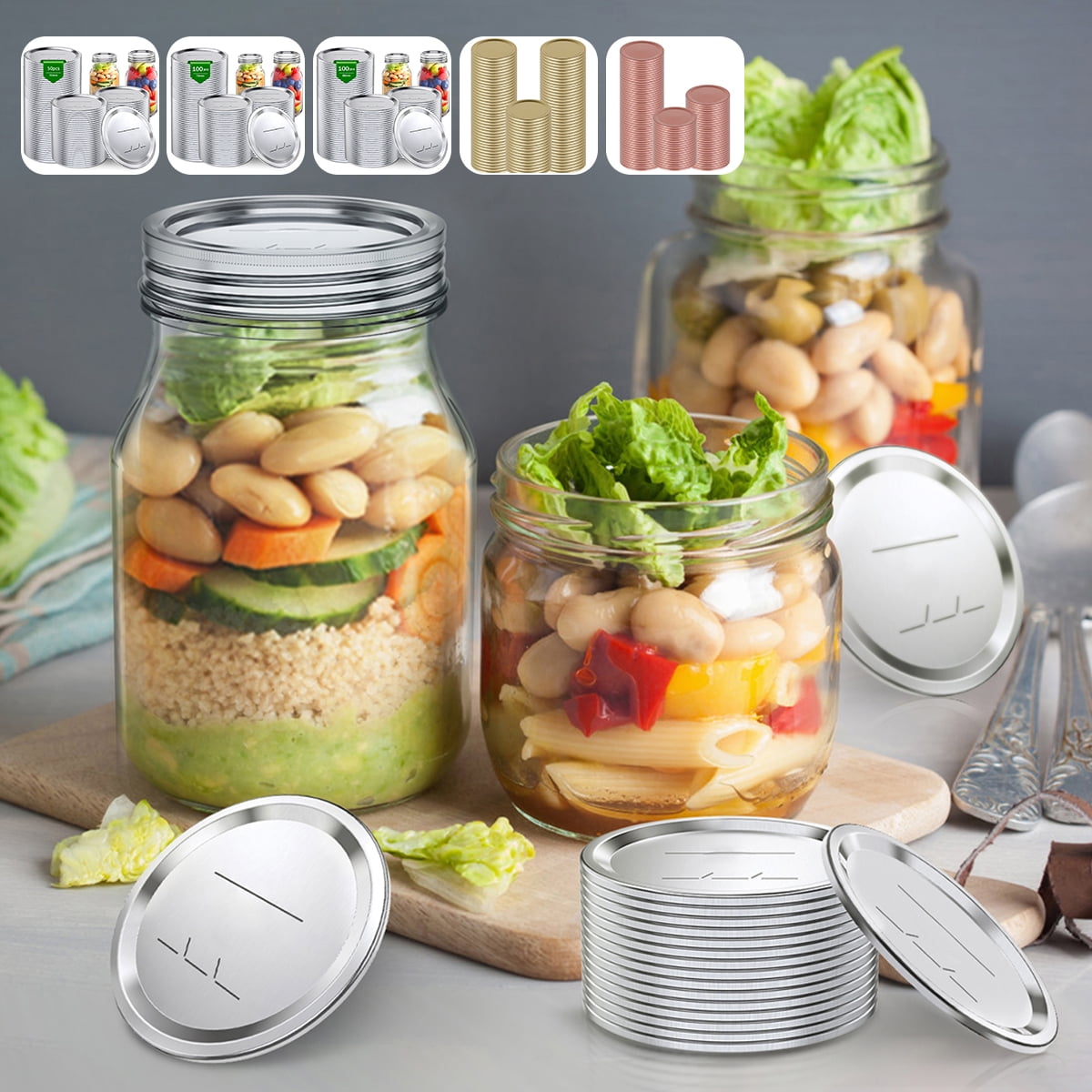 Harupink 50Pcs Regular Mouth Canning Lids Tinplate Mason Jar Lids