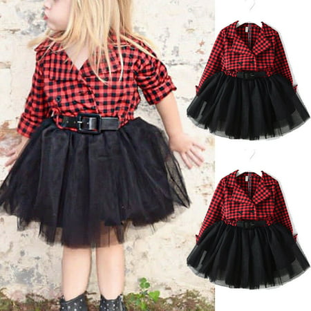 Baby Girl Dresses White and Black Plaid Tutu Skirt Party Princess Formal Outfit Clothes
