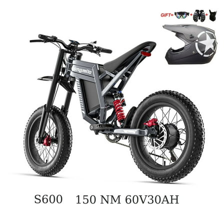 60V30Ah Shengmilo S900 1500W Electric Bike, 37Mph 90KM long range E-Bike,20"x 4.0 All Terrain Wide Tyre Ebike,Shimano 7 Speed,Full Suspension Mountain Bike UL2849