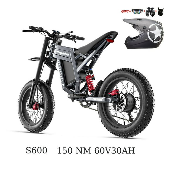 60V30Ah Shengmilo S900 1500W Electric Bike, 37Mph 90KM long range E-Bike,20"x 4.0 All Terrain Wide Tyre Ebike,Shimano 7 Speed,Full Suspension Mountain Bike UL2849