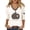 Beige, variant on Women's Halloween Ghost Graphic 3/4 Sleeve V Neck Shirt Fall Pumpkin Spice Latte Bat Long Sleeve Holiday Tee.Brown,L
