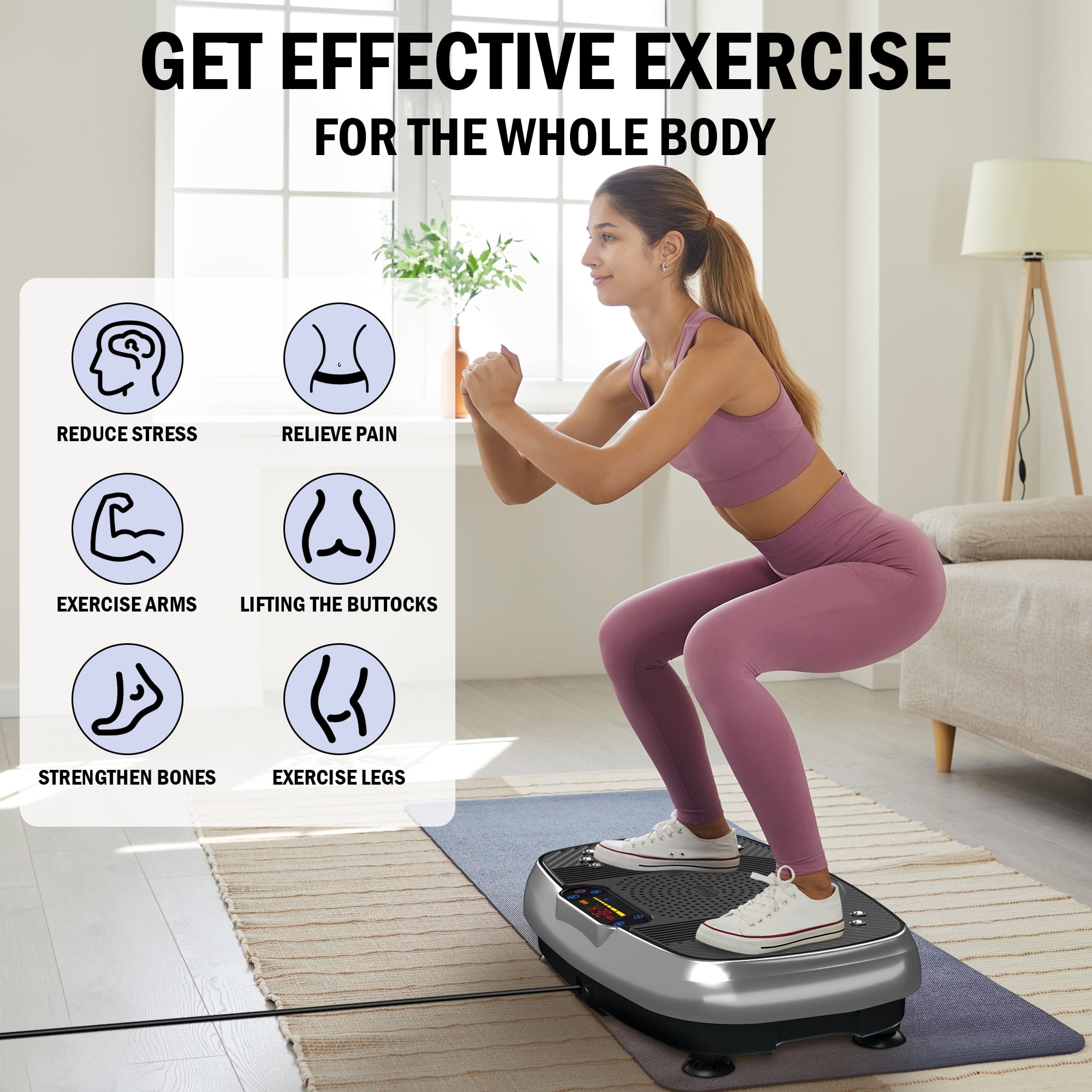 SLIMKEEPER Vibration Plate Exercise Machine for Home Fitness & Whole Body Workout, 330 Lbs Capacity, with 2 Loops, 5 Resistance Bands & Remote Control