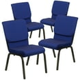 thumbnail image 2 of BizChair 4 Pack 18.5''W Stacking Church Chair in Navy Blue Patterned Fabric - Gold Vein Frame, 2 of 10
