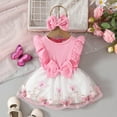 thumbnail image 2 of Dresses For Girls Ruffle Sleeve Romper Dress Infant Jumpsuit Tutu Skirt Set Newborn Princess Tutu Dresses Headband Outfit Pink,12-18 Months, 2 of 5