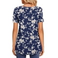 thumbnail image 4 of Fantaslook Womens Tunic Tops Casual Short Sleeve Shirts V Neck Button Pleated Blouses Floral Summer Tops, 4 of 8