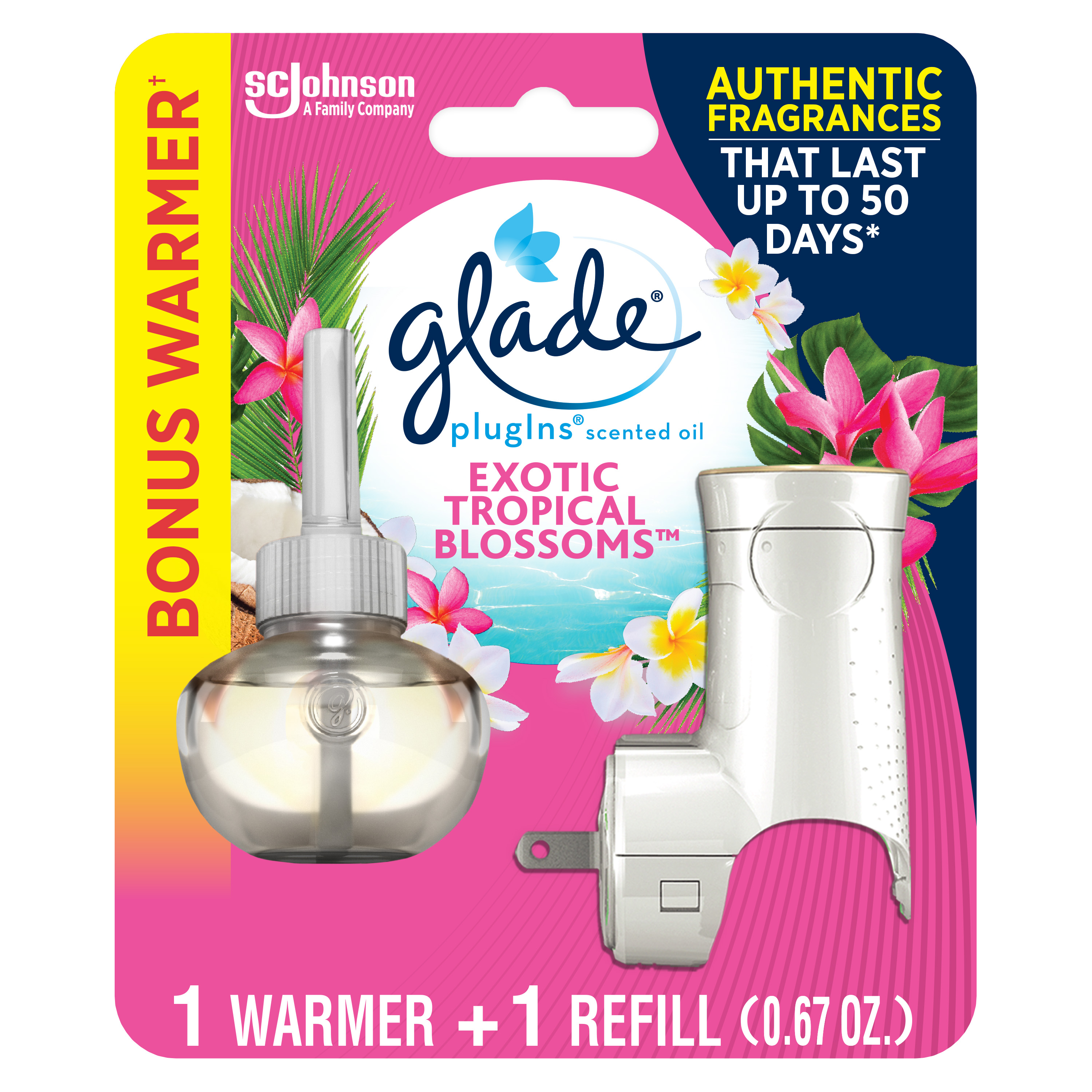 Glade PlugIns 1 Warmer + 1 CT Refill Starter Kit, Exotic Tropical
