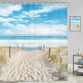 thumbnail image 3 of Beach Coastal Ocean Shower Curtain Seaside Seashore Scenery Landscape Nautical Sea Scenic Sand Blue Sky 72Wx72H Inch Summer Peaceful Fabric Decor Bathroom Polyester Waterproof Hooks, 3 of 6