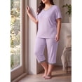 thumbnail image 3 of Cueply Women Plus Size Pajamas Set Short Sleeve Pjs Sleepwear Loungewear Nightwear with Pockets, 3 of 8