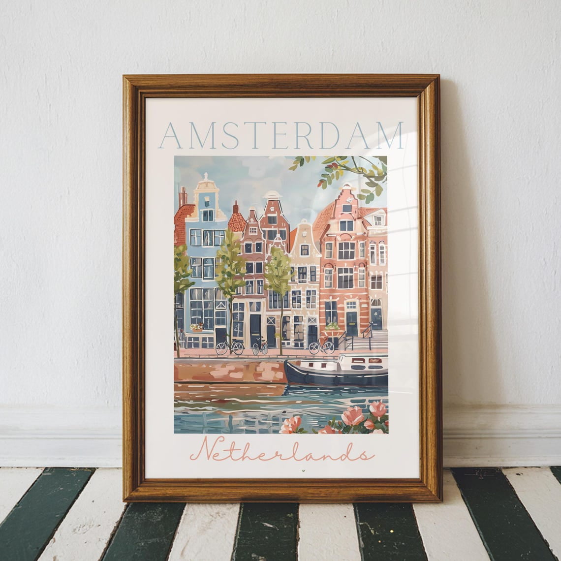 Amsterdam Travel Poster, European City Wall Art