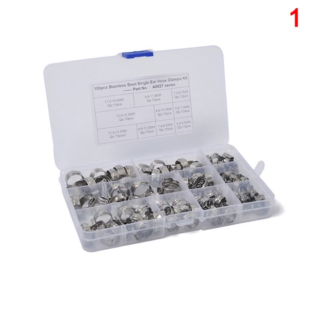 CARTTOU 100PCS Stainless Steel Single Ear Hose Clamp for Firm Hose Tube
