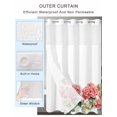 thumbnail image 2 of No Hook Shower Curtain with Snap in Liner,Spring Pastoral Red Flower on White Waterproof Bath Curtain Double Layers with See Through Top Window,Watercolor Floral Leaves Hotel Shower Curtains 36x72in, 2 of 9