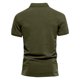 thumbnail image 5 of Camisas Elvqul de Hombre Casual Verde del Ejército Manga Corta sin Estampado con Solapa Botones, 5 of 6