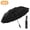 Black, variant on Travel Folding Umbrella, 10 Ribs Automatic Open, Lightweight Compact Portable Backpack Car Parasol Outdoor, Sun/Rain, Anti 99 UV Protection UPF 50, Men Women Carabiner Handle Design