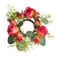 thumbnail image 5 of FashionCha Candle Ring Candleholder Table Centerpiece Candlestick Holder Artificial Flowers Dark Pink, 5 of 9