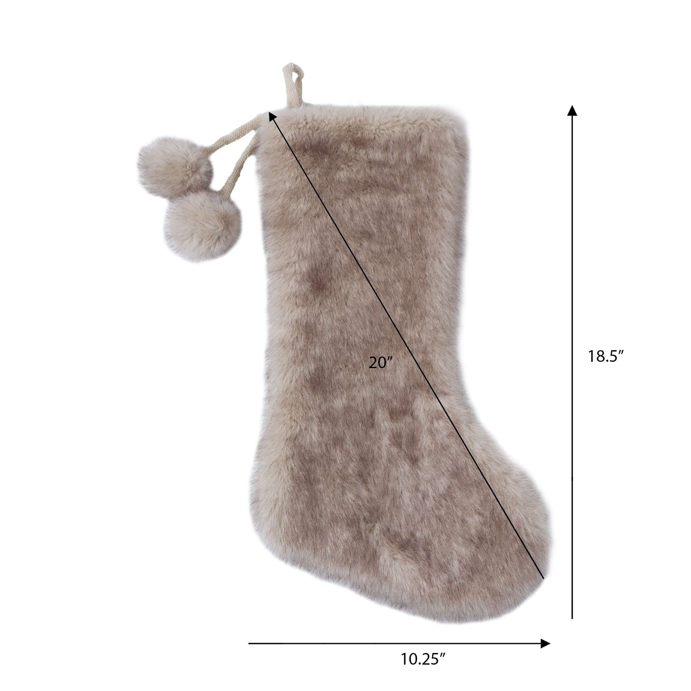 Faux Fur Christmas Stocking, Gray, 18", by Holiday Time