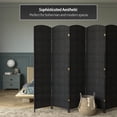 thumbnail image 6 of 7 ft. Tall Rattan Fiber Diamond Weave Privacy Screen Room Divider - Black - 6 Panels, 6 of 6