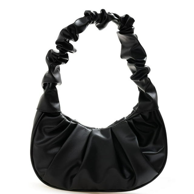 MesaSe Rétro Femmes Couleur Unie Plissé PU Sac d'Épaule sous-Bras Sacs à Main (Blanc)