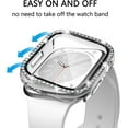thumbnail image 4 of Case for Series 8 41mm & Series 7 41mm with Screen Protector, 2 Pack Hard PC Bling Bumper Shiny Crystal Diamond Rhinestone Protective Cover for iWatch 8 7 Accessories 41mm Women, Clear+Pink, 4 of 5