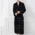 thumbnail image 4 of HBFAGFB Robe pour Hommes Plus Velours Épaissi Peignoir à Carreaux Manches Longues Pyjama avec Poches Rouge Taille TG, 4 of 5