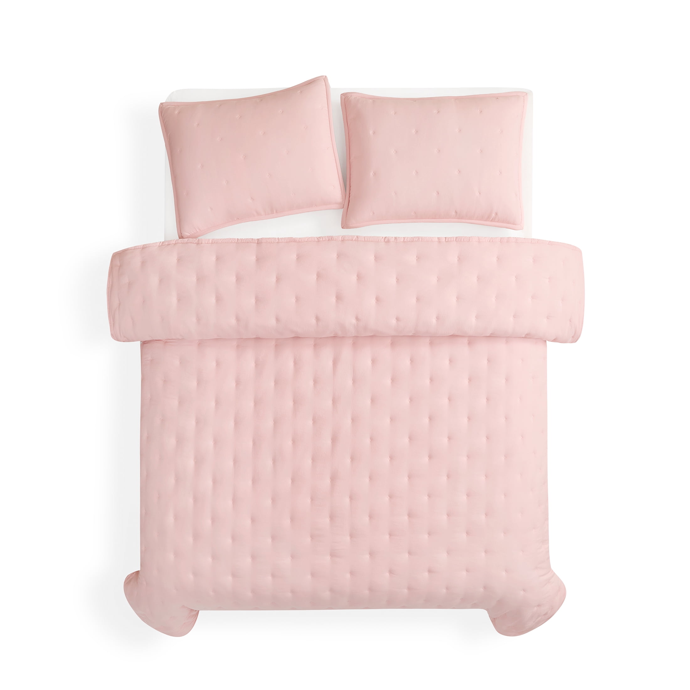 Mainstays Full/Queen Comforter Set, Soft Lightweight & All Season, 3-Piece, Pink