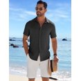 thumbnail image 2 of COOFANDY Mens Button Down Short Sleeve Shirt White Dress Shirt for Men Linen Shirt for Summer Beach Vacation Wedding, 2 of 5