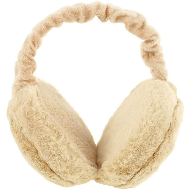 Ladies Ear Muffs Winter Foldable Fleece Ear Warmers Earmuffs for Winter Thick Plush Outdoor Riding Earmuffs for Girls (Color : Beige, Size : One Size)