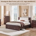 thumbnail image 7 of Aitjunz Modern Queen Size Bed Frame with Upholstered Headboard and Charging Station, 2 Storage Drawers, Fluted Wood Platform Bed Frame, No Box Spring Needed, Dark Gray, 7 of 7