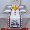 thumbnail image 4 of Gnomes Independence American Flag Table Runner 108 Inches, Wooden Stripes Buffalo Blue Red Bed Runner Dresser Scarves Tabletop for Indoor Outdoor Parties/Ceremony/Banquet, 13"x 108", 4 of 8