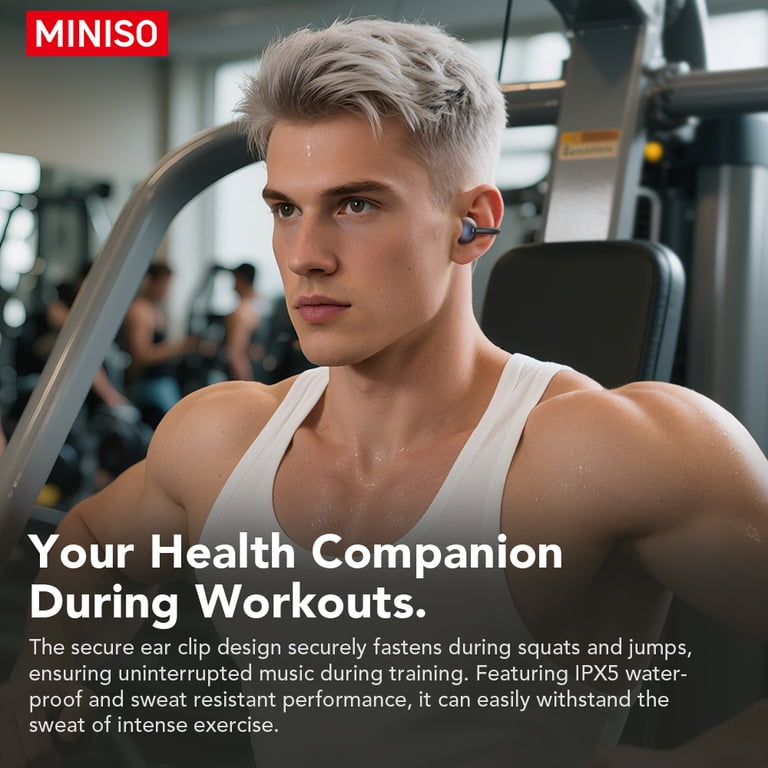 Miniso MS212-Clip-on Earbuds, Heart Rate Bluetooth Noise