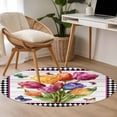 thumbnail image 4 of Spring Tulips Round Area Rug 4Ft Washable Circle Rugs for Bedroom Dining Room, Colorful Flowers Botanical Butterfly Farm Wooden Non-Slip Carpet Floor Mats Indoor Outdoor Carpet Runner Home Decor, 4 of 8