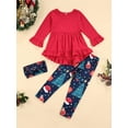 thumbnail image 2 of goowrom Girl?s Ruffles Long Sleeve Tops and Print Long Pants with Headband Set, 2 of 8