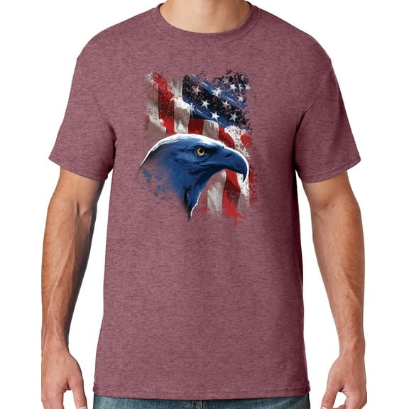 Mens American Icon Patriotic Eagle T-shirt, Large Vintage Heather Maroon