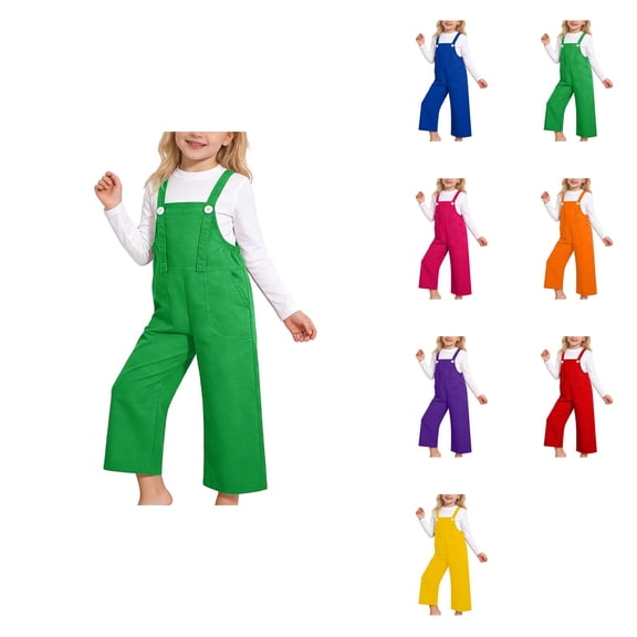 Girls Performance Overalls with Adjustable Straps – Loose Fit Bib Jumpsuits for Dance, Choir & Casual Wear, Ages 5-14
