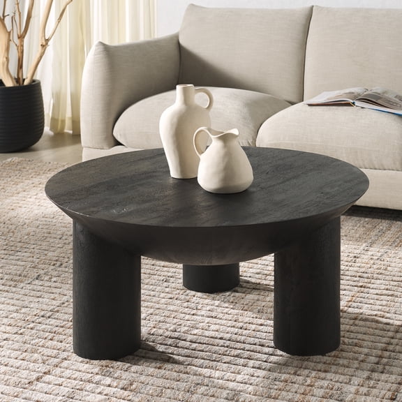Safavieh Couture Calhoun Round Wood Modern Coffee Table, Black