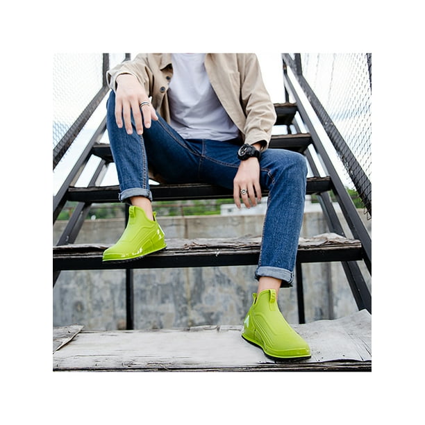 Woobling bottines en caoutchouc pour hommes bottes de pluie l g res la cheville chaussures de jardin antid rapantes bout rond botte de pluie botte