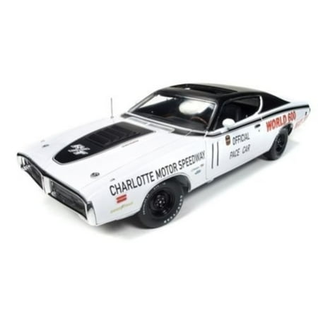 dodge 1971 charger white charlotte motor speedway world 600 pace car limited edition to 1002pc 1/18 by autoworld aw223