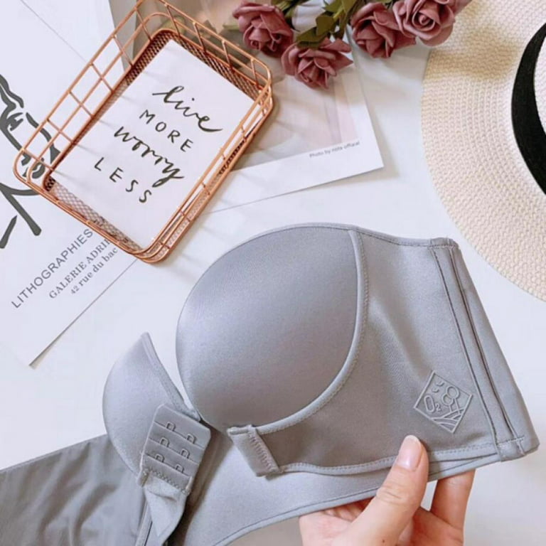 Women Padded Bra Gather Strapless Bra Women Super Push Up Bra Sexy Lingerie  Invisible Brassiere With Adjustable Shoudler Front Closure Bras
