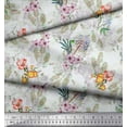 thumbnail image 2 of Soimoi Orange polyester Crepe Fabric Leaves & Floral Print Sewing Fabric BTY 52 Inch Wide, 2 of 3
