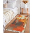 thumbnail image 2 of Area Rug with Tassels 2' x 6', Orange Gradient Graffiti Art Kitchen Runner Rug for Hallway Bedroom Throw Rugs, Abstract Geometric Seamless Soft Door Mat for Bathroom Entrance Living Room, 2 of 9