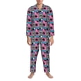 thumbnail image 3 of Picia Hawaii Palms Pattern Men’s Long-Sleeve Sleepwear Set - Soft 2-Piece Loungewear with Pockets, Comfy PJs for Relaxing Nights-Small, 3 of 7