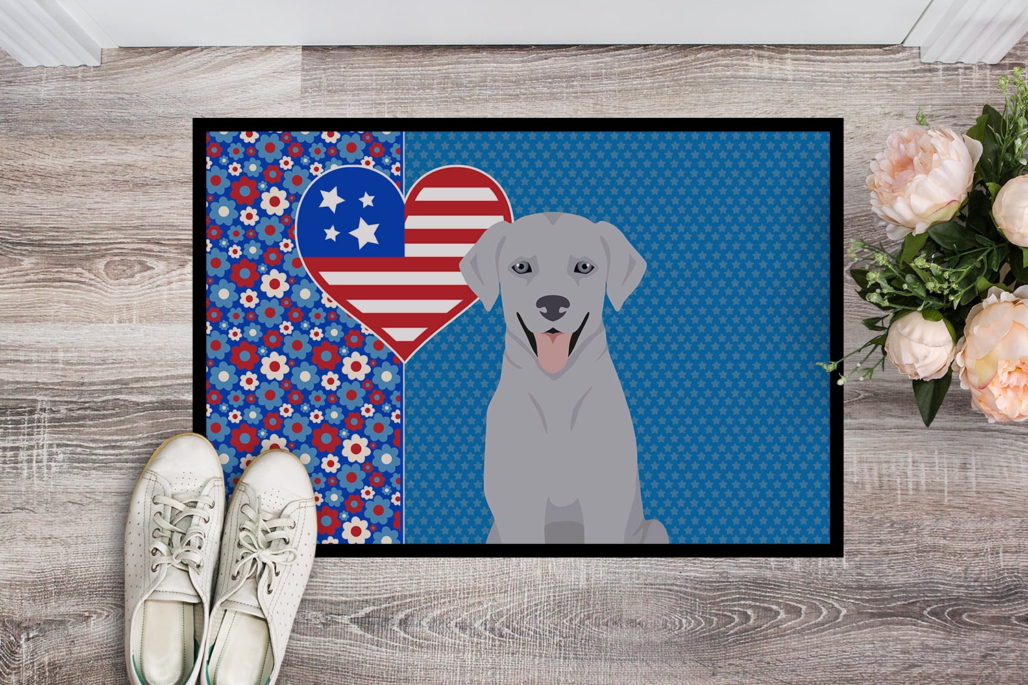 Silver Labrador Retriever USA American Indoor or Outdoor Mat 24x36