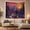Snow Cabin Sunset, variant on Snowy Cabin on a Stream with Snow-Capped Mountains at Sunset Serene Rustic for Nature Lovers Winter Cabin Art Decor Christmas Gift Tapestry Wall Hanging for Living Room and Bedroom