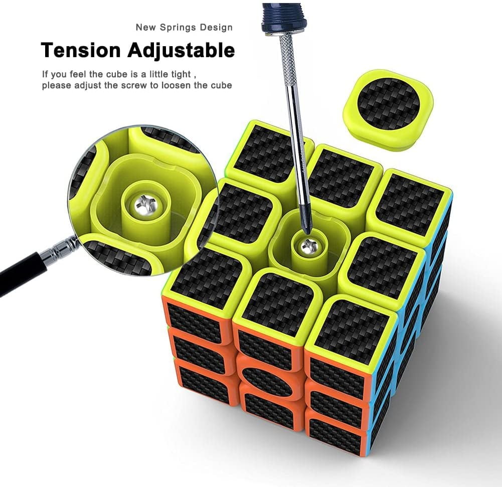 Lefun 3x3x3 Carbon Fiber Sticker upgraded version Magic Cube 5.7 cm Puzzle Cube 
