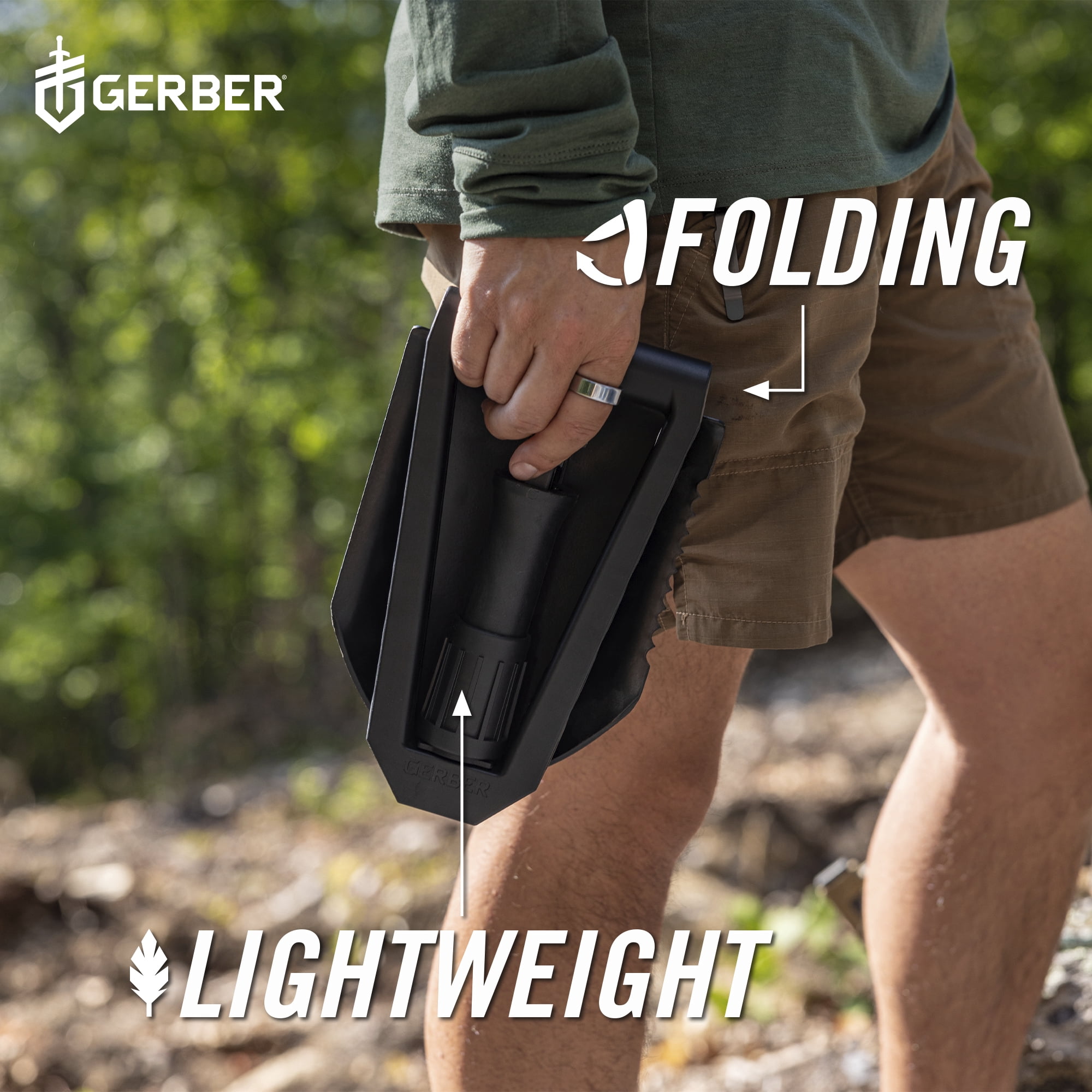 Gerber Gear Folding Spade E-Tool, Heavy-Duty Camping Shovel with Serrated Edge, Compact Survival Gear, Black