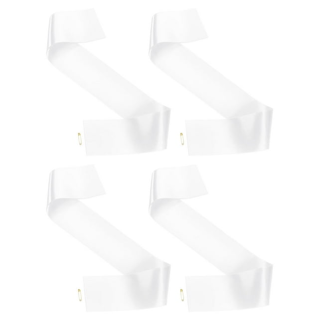 Cinta de satén en blanco Uxcell, 4 piezas de cintas de satén en blanco, accesorio de cinta de bricolaje, blanco